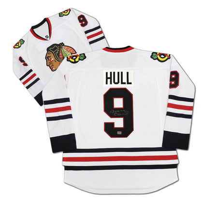 MAILLOT BLANC DES BLACKHAWKS DE CHICAGO, AUTOGRAPHIE PAR BOBBY HULL