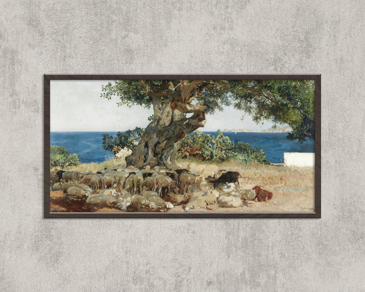 Sorolla Algarrobo Carob Tree Print: Impressionist Panoramic Art (2x1)