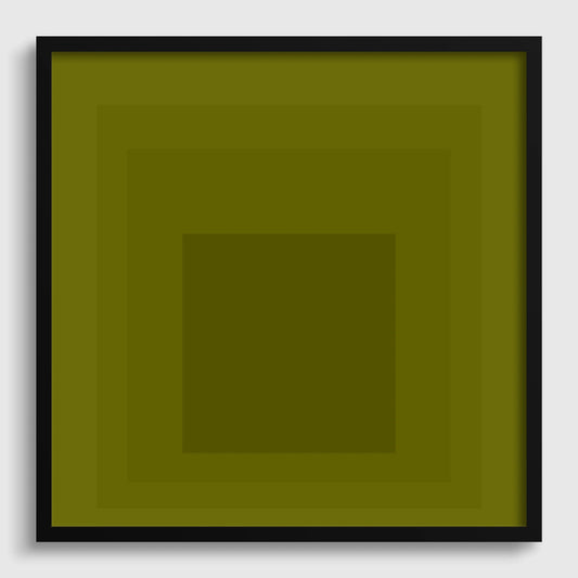 Josef Albers Inspired 'Homage to the Square' Giclee Print Mid-Century Modern Olive Green Art