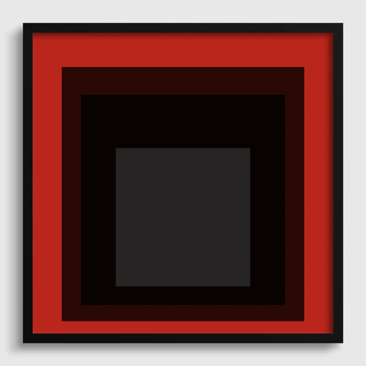 Josef Albers Inspired 'Sly' Giclee Print: Mid-Century Modern Red Square Art (1x1)