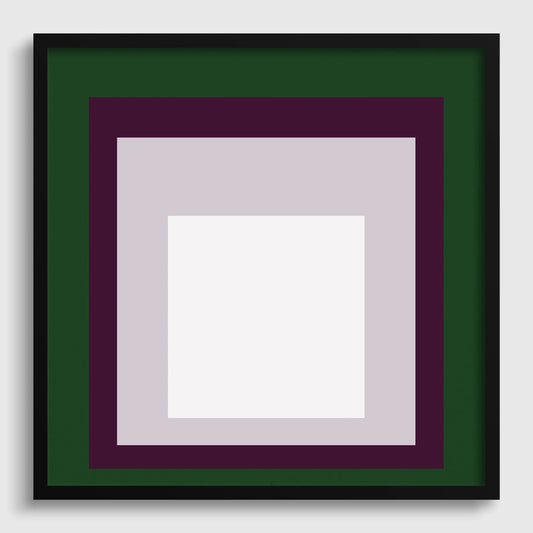Josef Albers Inspired 'Temple' Giclee Print: Mid-Century Modern Art, Green Purple White