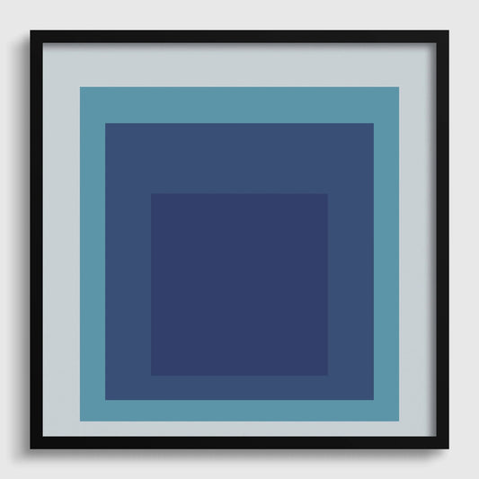 Josef Albers Inspired 'Tide' Giclee Print: Mid-Century Modern Art, Mint Blue