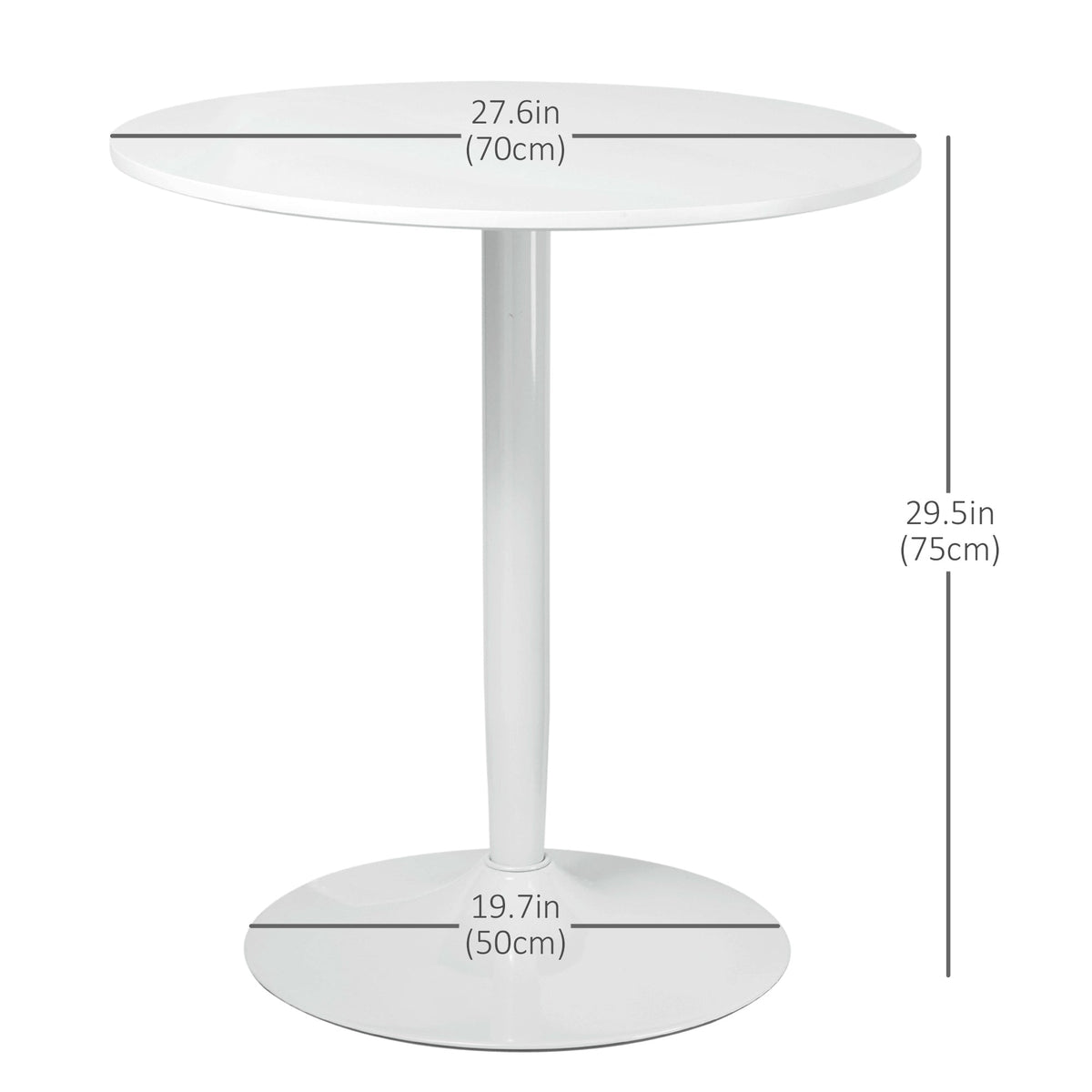 Table à manger ronde moderne Jan avec piètement en acier pour petits espaces-Blanc