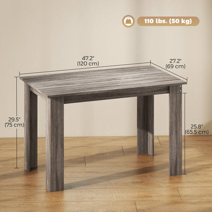 Table à manger Spencer 119 cm pour 4 à 6 personnes - Gris clair