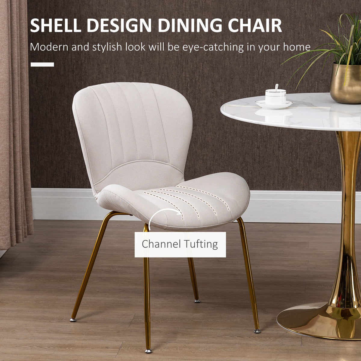Chaises de salle à manger modernes Lux avec dossier rembourré - Lot de 2 - Blanc crème