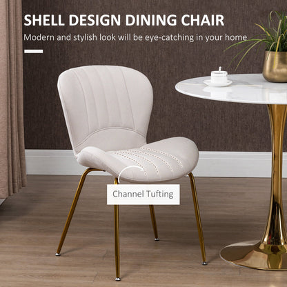 Chaises de salle à manger modernes Lux avec dossier rembourré - Lot de 2 - Blanc crème