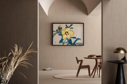 Estampe d'hibiscus de Kono Bairei : Art mural floral japonais giclée vintage