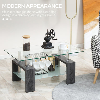 Table basse rectangulaire Sutton en verre trempé - Gris