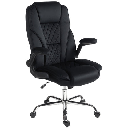 Chaise de bureau exécutive en tissu Hayden avec accoudoirs relevables - Noir