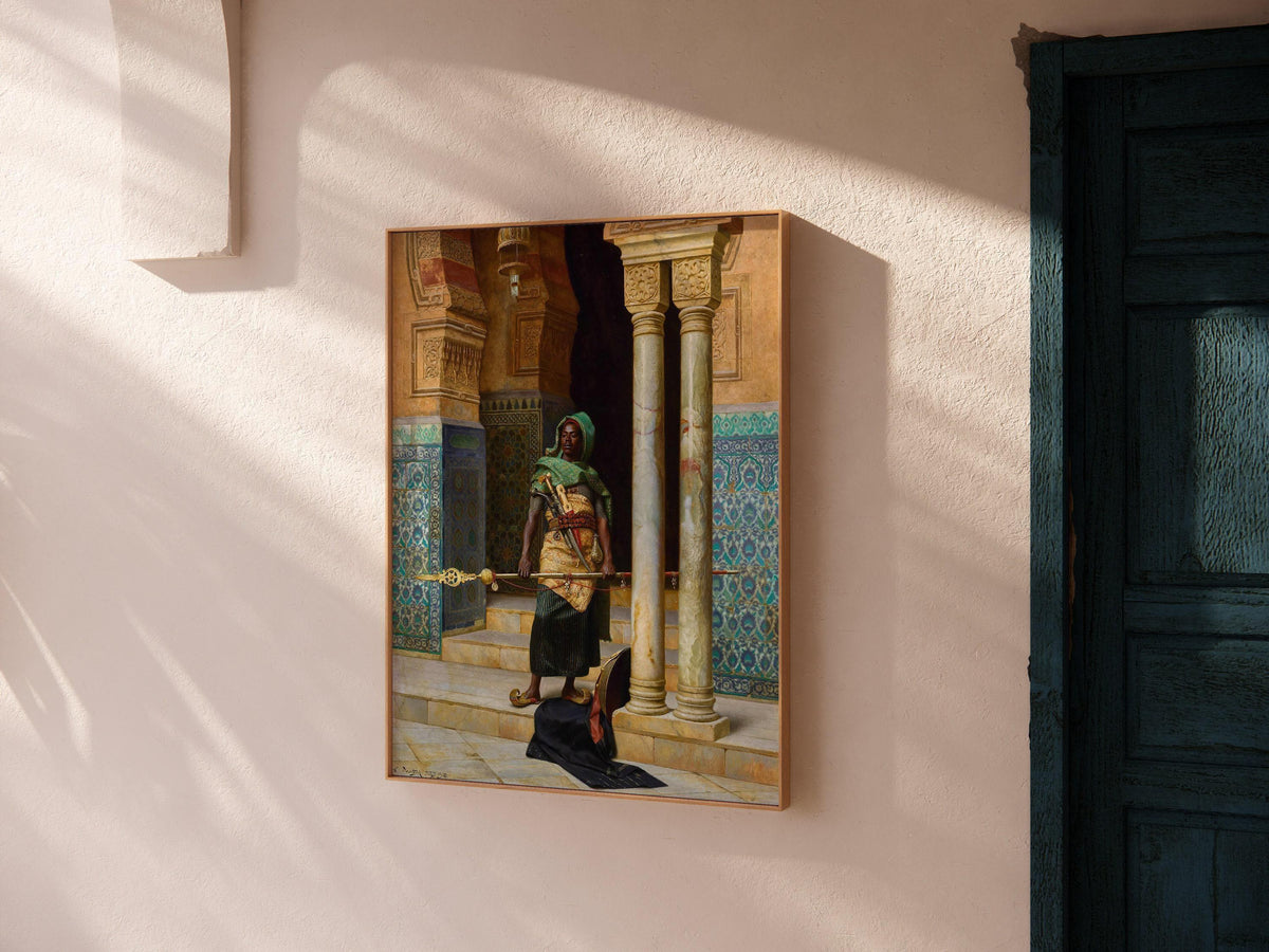 Ludwig Deutsch - The Nubian Guard | Orientalist Fine Art (available handframed or unframed)