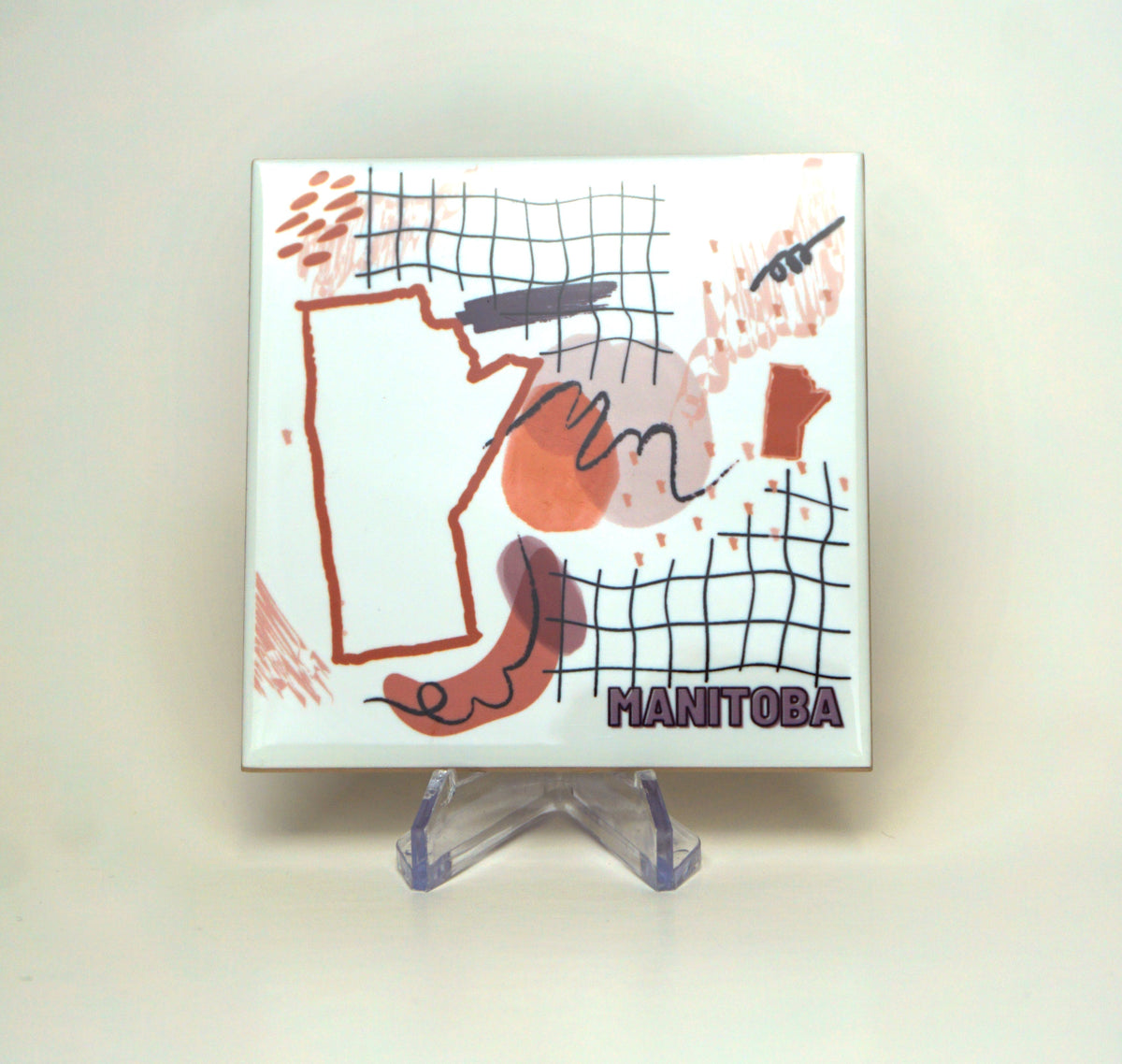 Sous-verre avec illustration linéaire du Manitoba