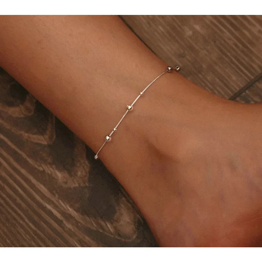 The Minimalist 925 Sterling Silver Bead Anklet