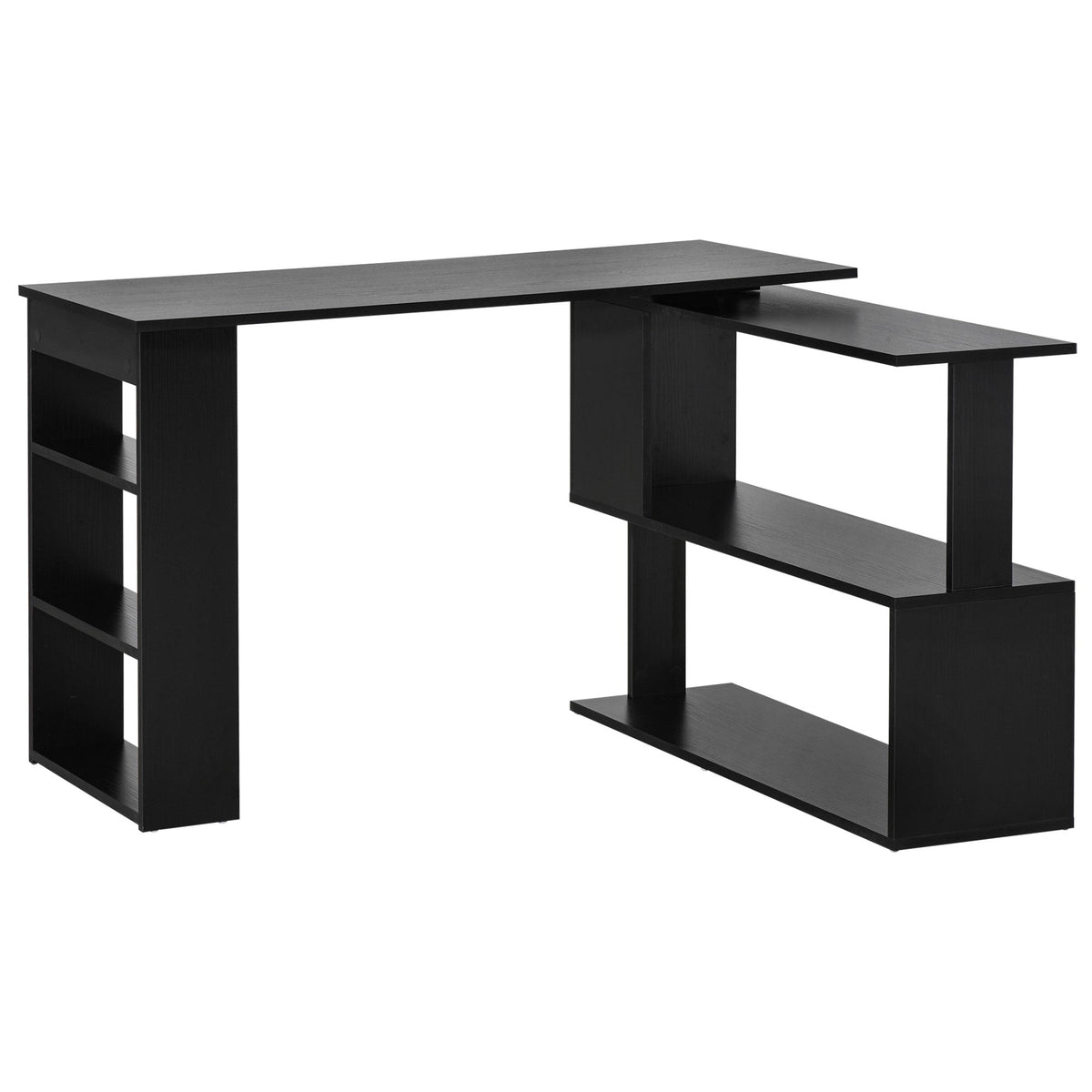 Bureau d'angle en L Denver avec rallonge d'angle rotative à 360° - Noir