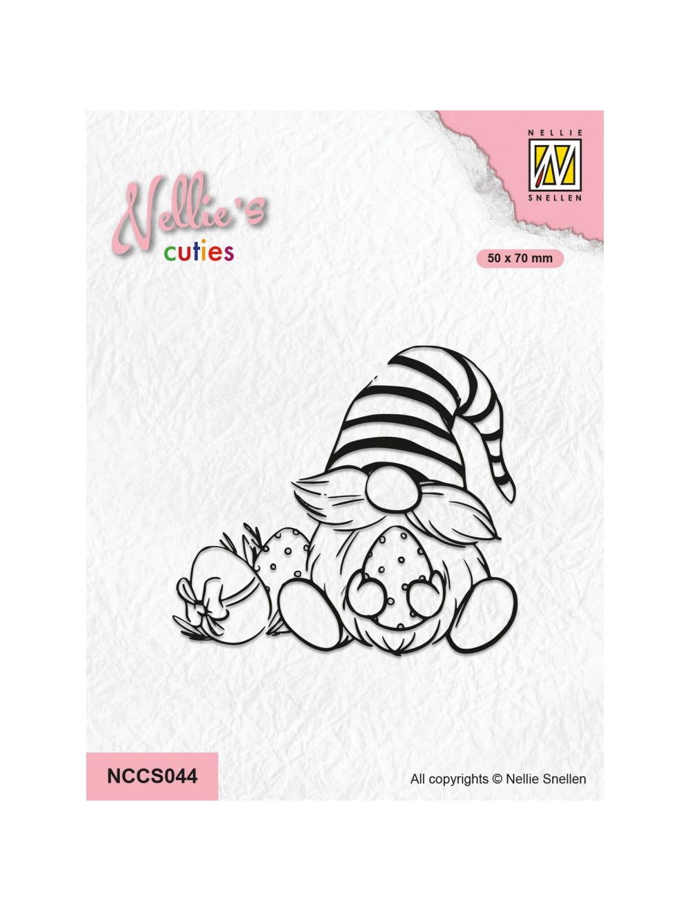 Tampon transparent Nellie's Cuties - Gnome de Pâques 50x70mm