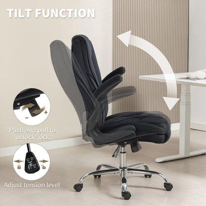 Chaise de bureau exécutive en tissu Hayden avec accoudoirs relevables - Noir