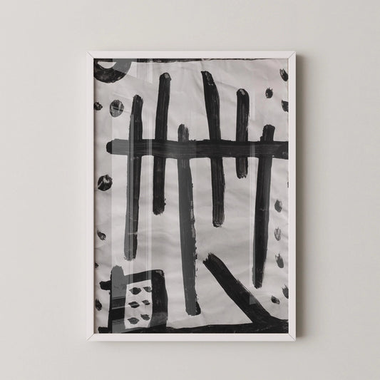 Paul Klee Black and White Abstract Art Print: Geometric Composition
