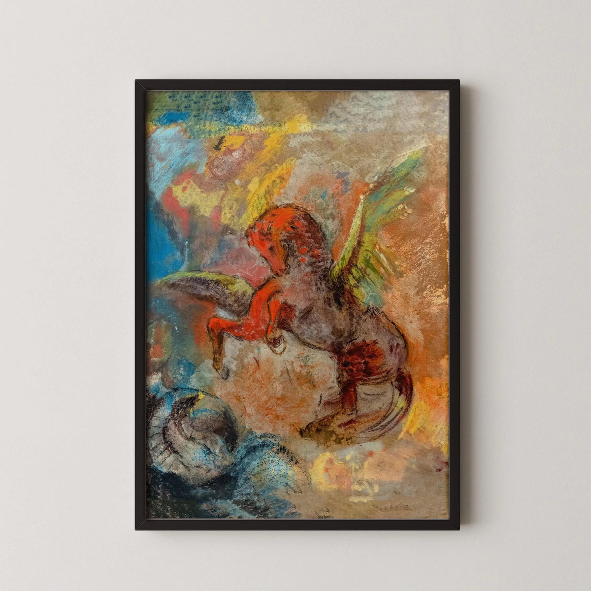 Odilon Redon Pegasus and Hydra Giclee Print: Symbolist Fine Art, Framed or Unframed