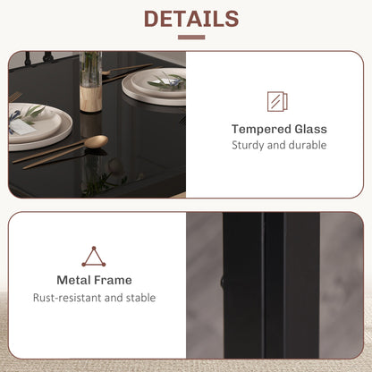 Ensemble de salle à manger rectangulaire 3 pièces en verre Zaya pour petits espaces - Noir