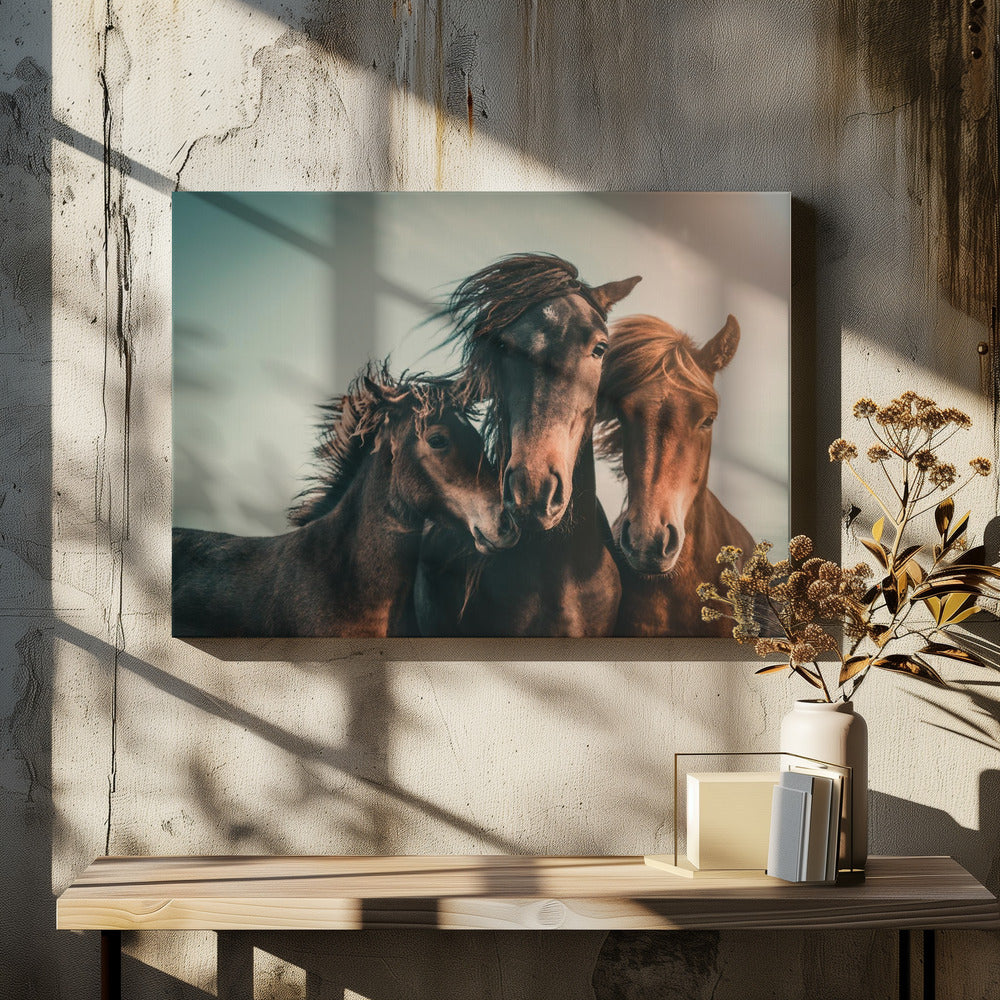 Art mural Portrait de famille Chevaux Impression sur toile