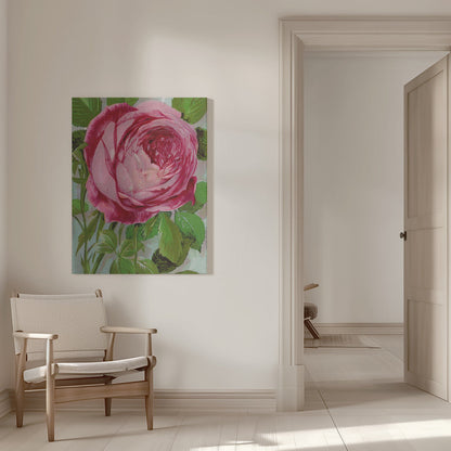 Art mural rose, lithographie de Madame John Laing