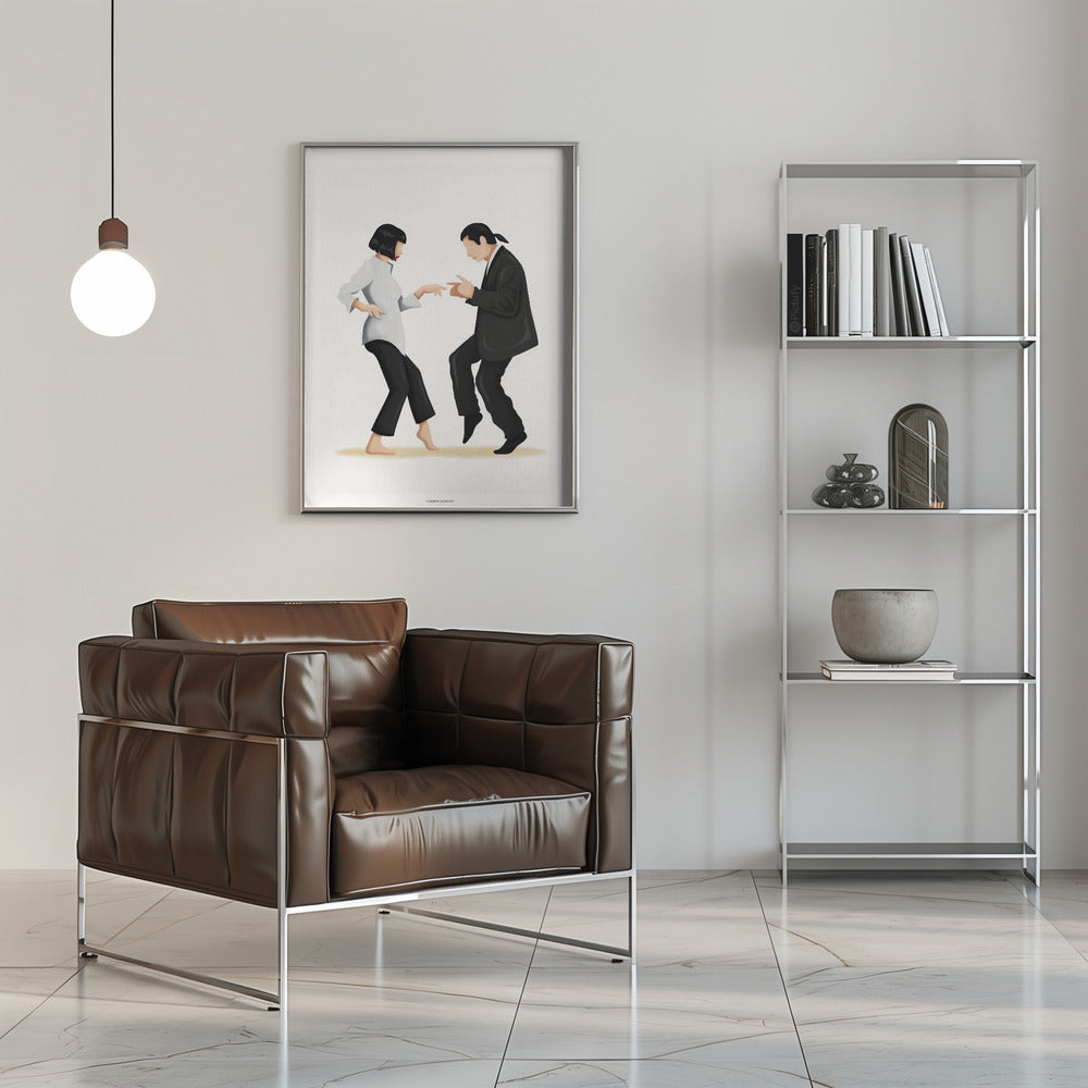 Pulp Fiction Dance Scene Canvas Wall Art | Mia & Vincent Minimalist Pop Culture Print