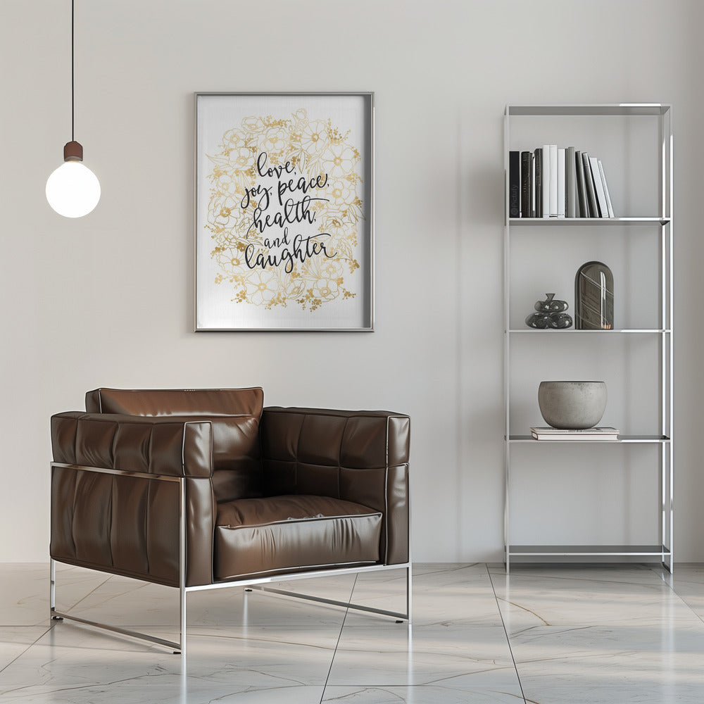 Wall art Holiday wishes with gold flowers Canvas Print