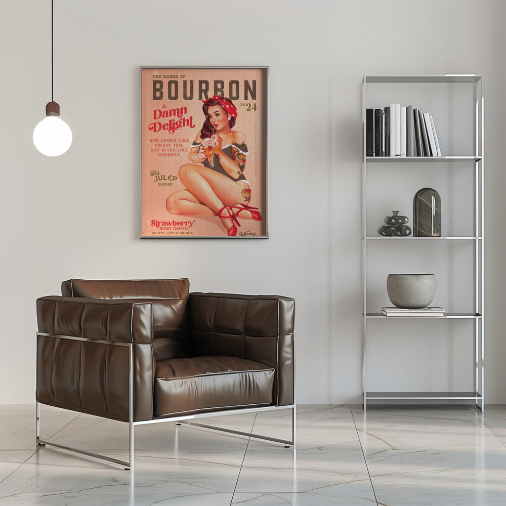 Décoration murale Babes of Bourbon Vol 22 Pin-up vintage buvant un cocktail
