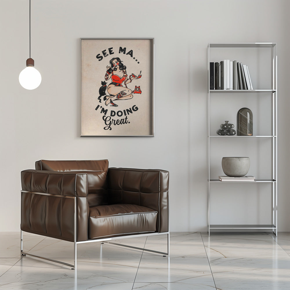 Art mural Affiche See Ma Drôle de Pin-up Vintage &amp; Chat