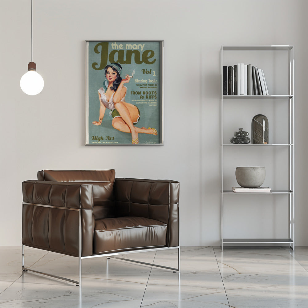 Art mural Mary Jane Rétro Vintage Pin-up Cannabis Art