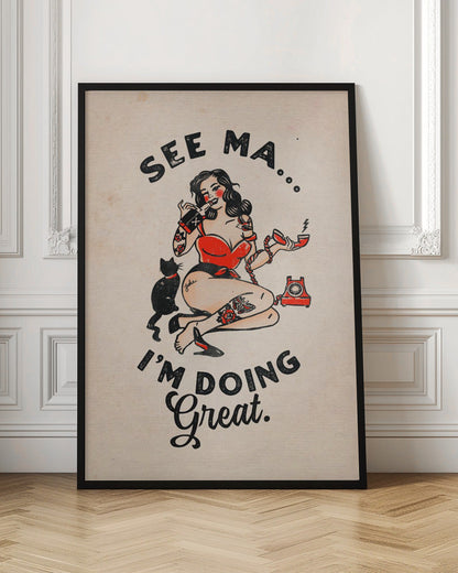 Art mural Affiche See Ma Drôle de Pin-up Vintage &amp; Chat