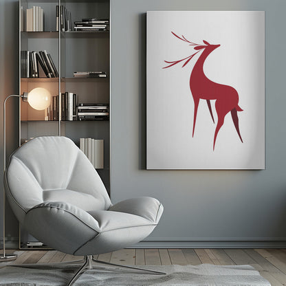Wall art Stylized retro deer (red)
