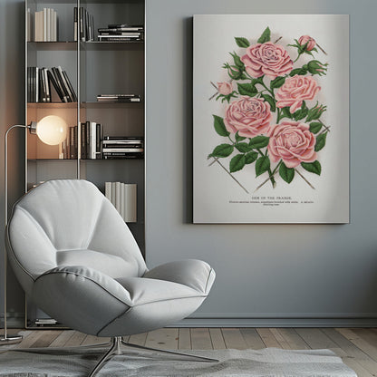 Art Mural Rose Rose, Lithographie Gemme de la Prairie