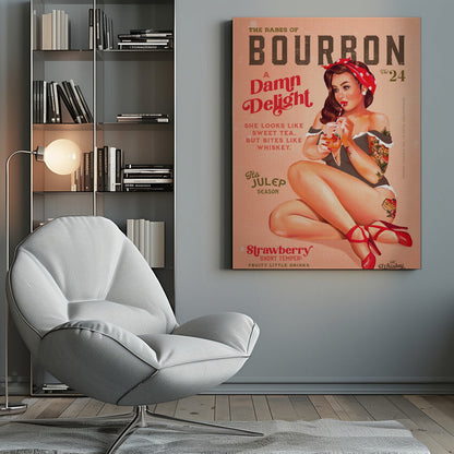 Décoration murale Babes of Bourbon Vol 22 Pin-up vintage buvant un cocktail