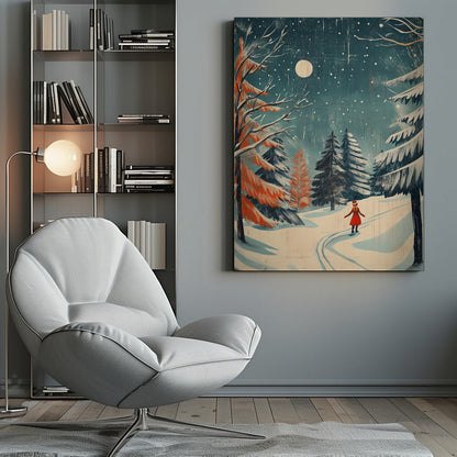 Tableau imprimé sur toile jeune fille Noël