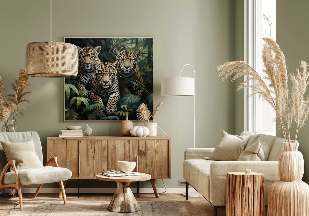 Décoration murale Trois jaguars dans la jungle