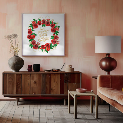 Décoration murale Couronne de vœux de roses rouges anglaises