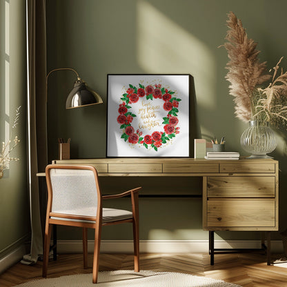 Décoration murale Couronne de vœux de roses rouges anglaises