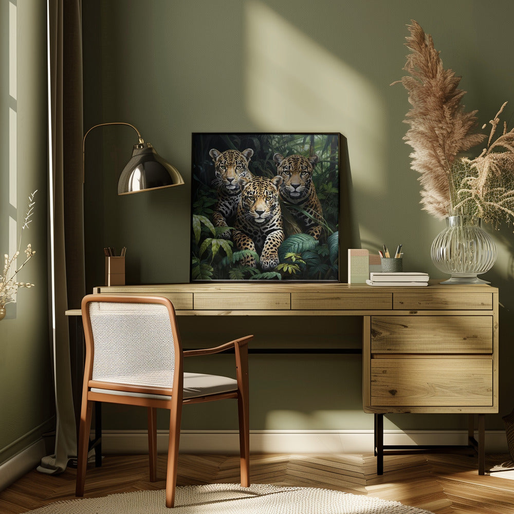 Décoration murale Trois jaguars dans la jungle