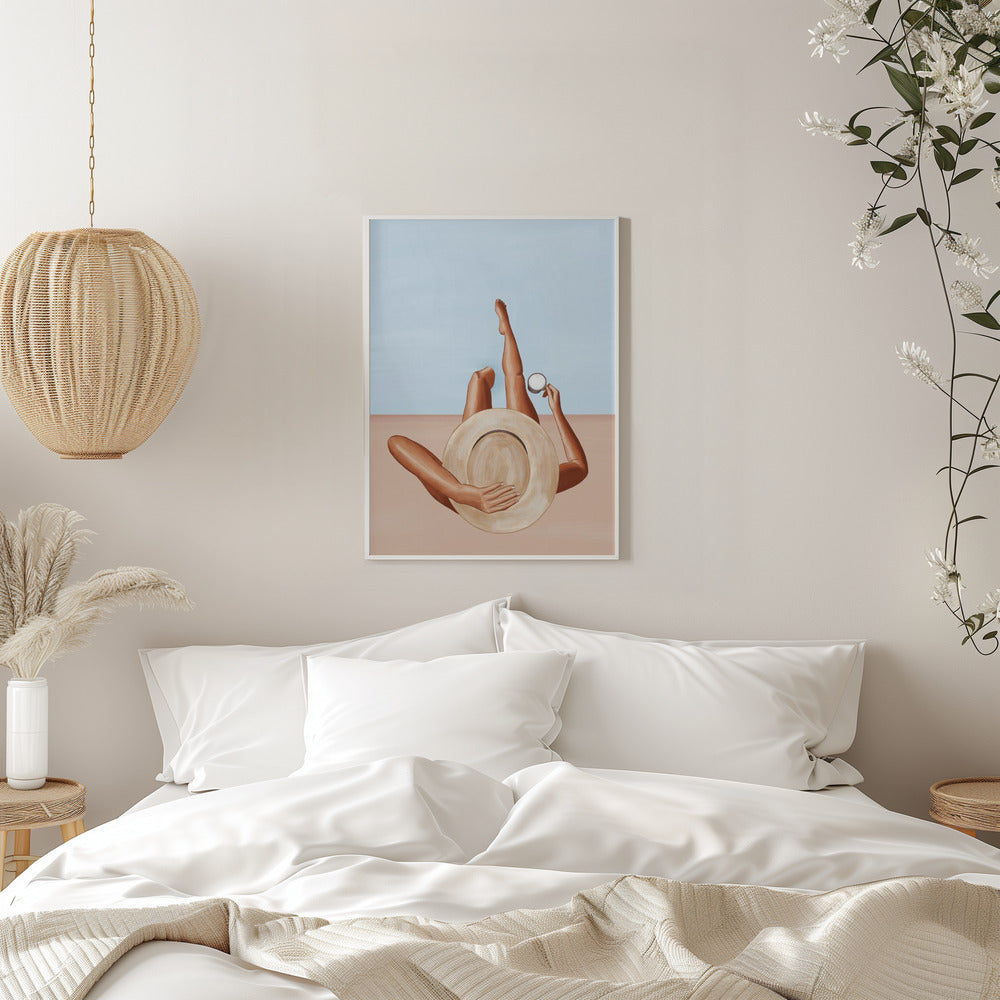 Décoration murale jeune fille au bord de la piscine