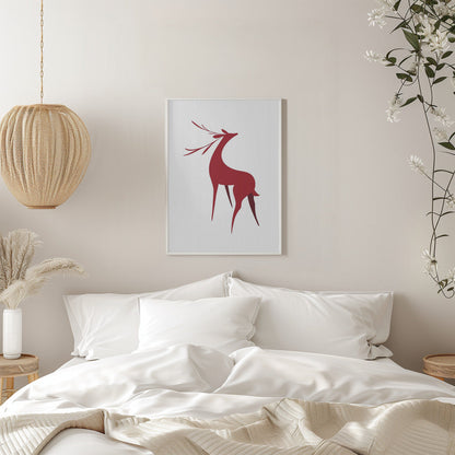 Wall art Stylized retro deer (red)