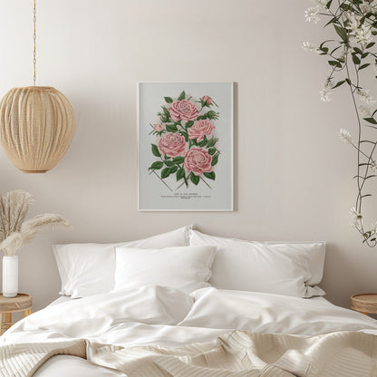 Art Mural Rose Rose, Lithographie Gemme de la Prairie