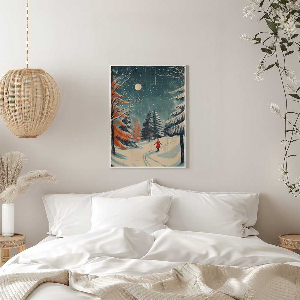 Tableau imprimé sur toile jeune fille Noël