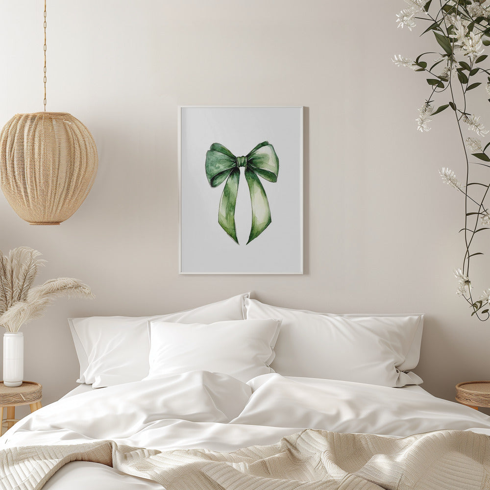 Décoration Murale Nœud Vert Aquarelle Impression sur Toile