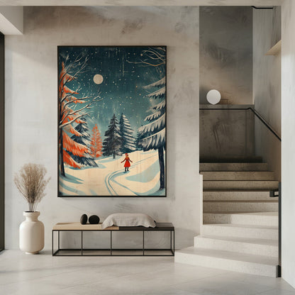 Tableau imprimé sur toile jeune fille Noël