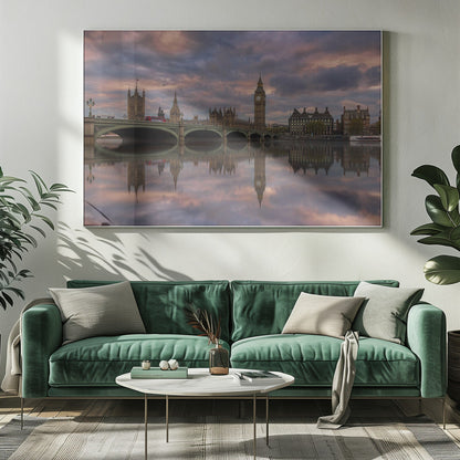 London Westminster Bridge Sunset Reflections Canvas Wall Art | A Sunset To Remember