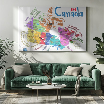 Carte illustrée murale du Canada avec animaux par Carla Daly