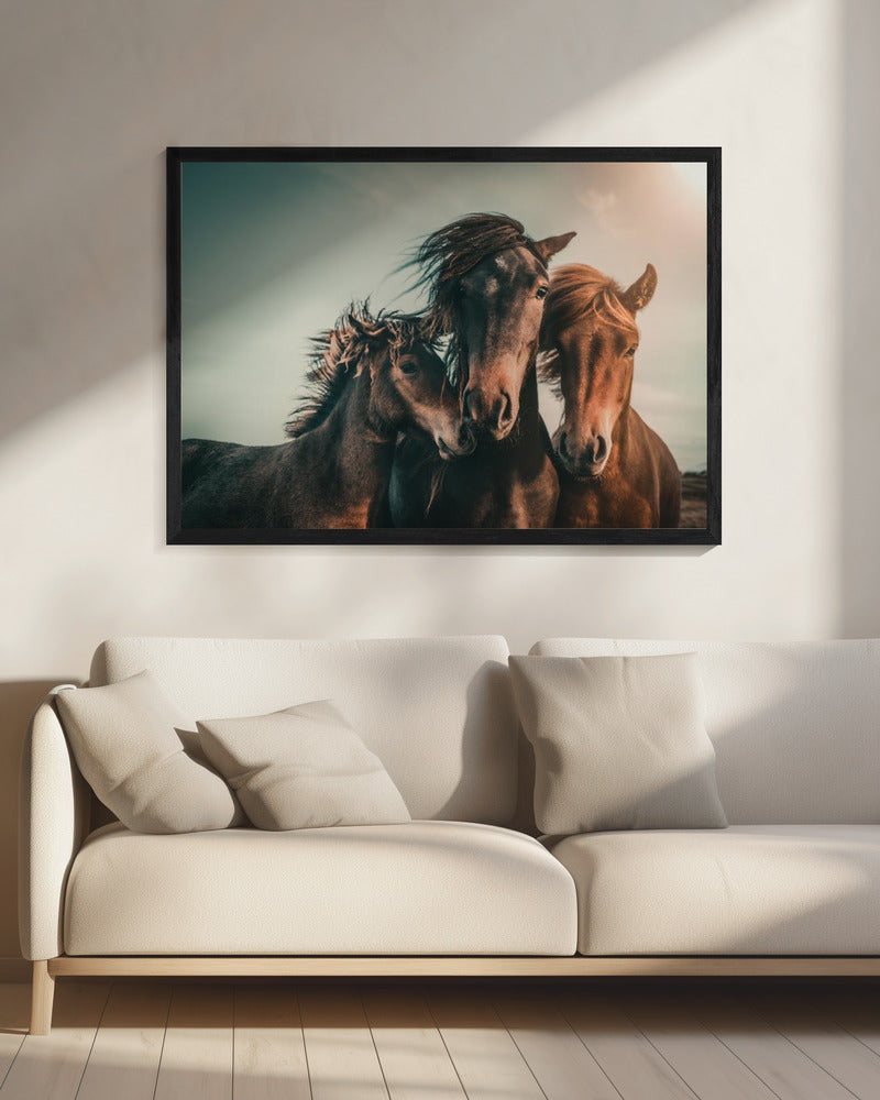 Art mural Portrait de famille Chevaux Impression sur toile