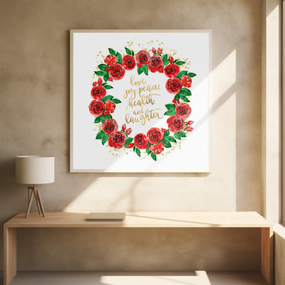 Décoration murale Couronne de vœux de roses rouges anglaises