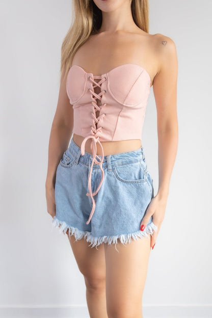 Haut court corset - Taille unique ajustable