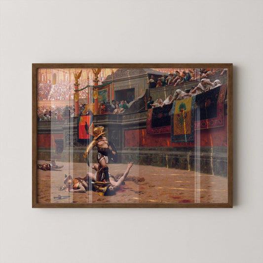 Gladiator Painting: Jean-L√©on G√©r√¥me, Epic Roman Battle Scene (Framed or Unframed)